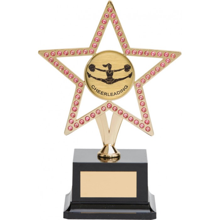  10'' GOLD METAL STAR WITH PINK GEMSTONES - CHOICE OF SPORTS CENTRE 